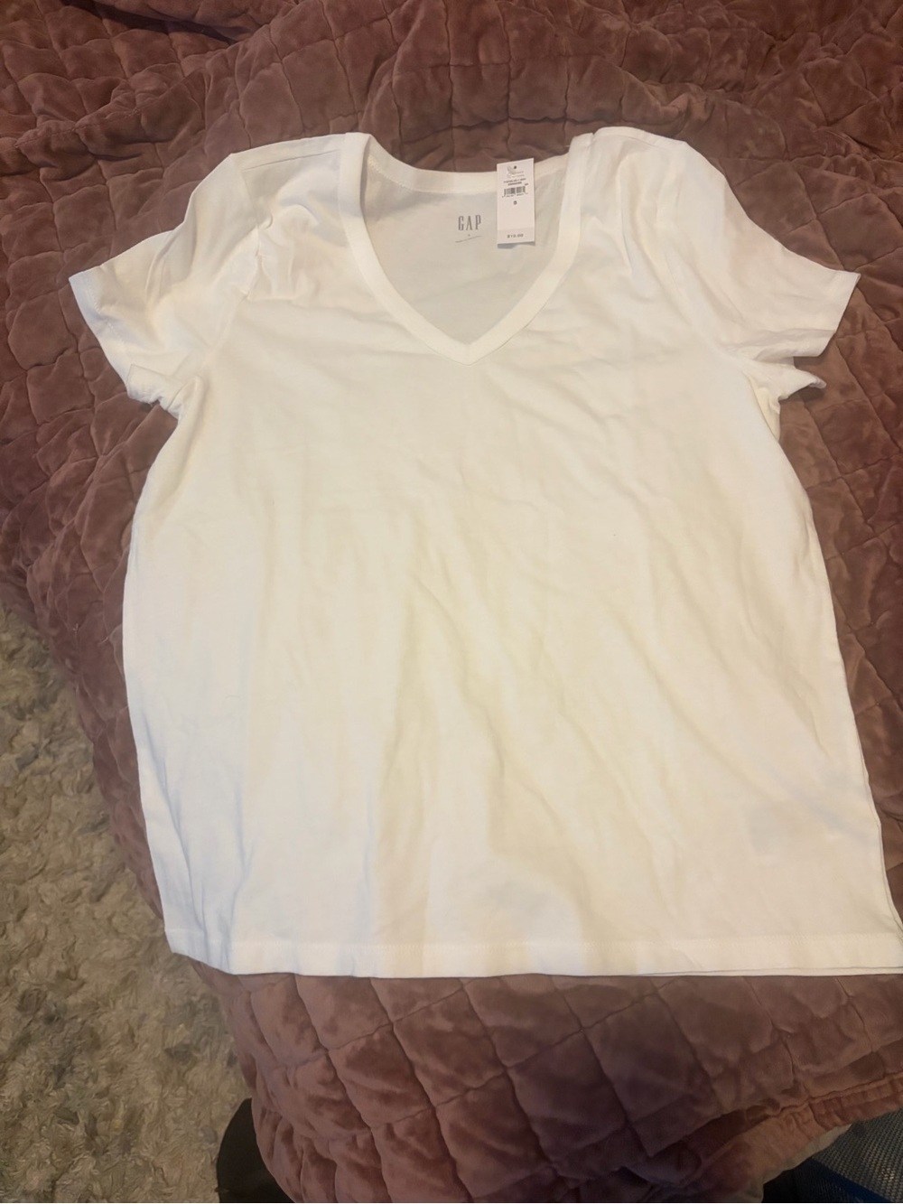 GAP White V-Neck Short Sleeve Tee